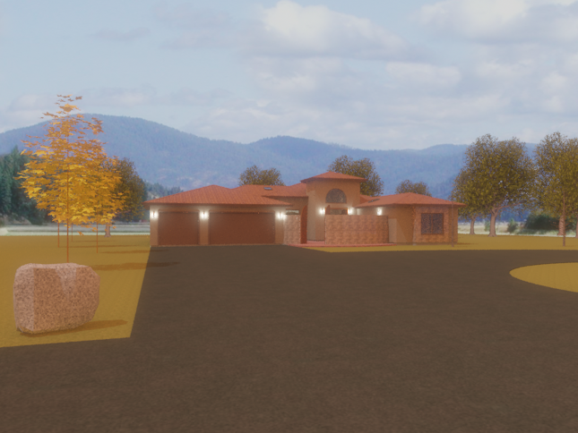 Rendered exterior view of a custom Southwestern residence