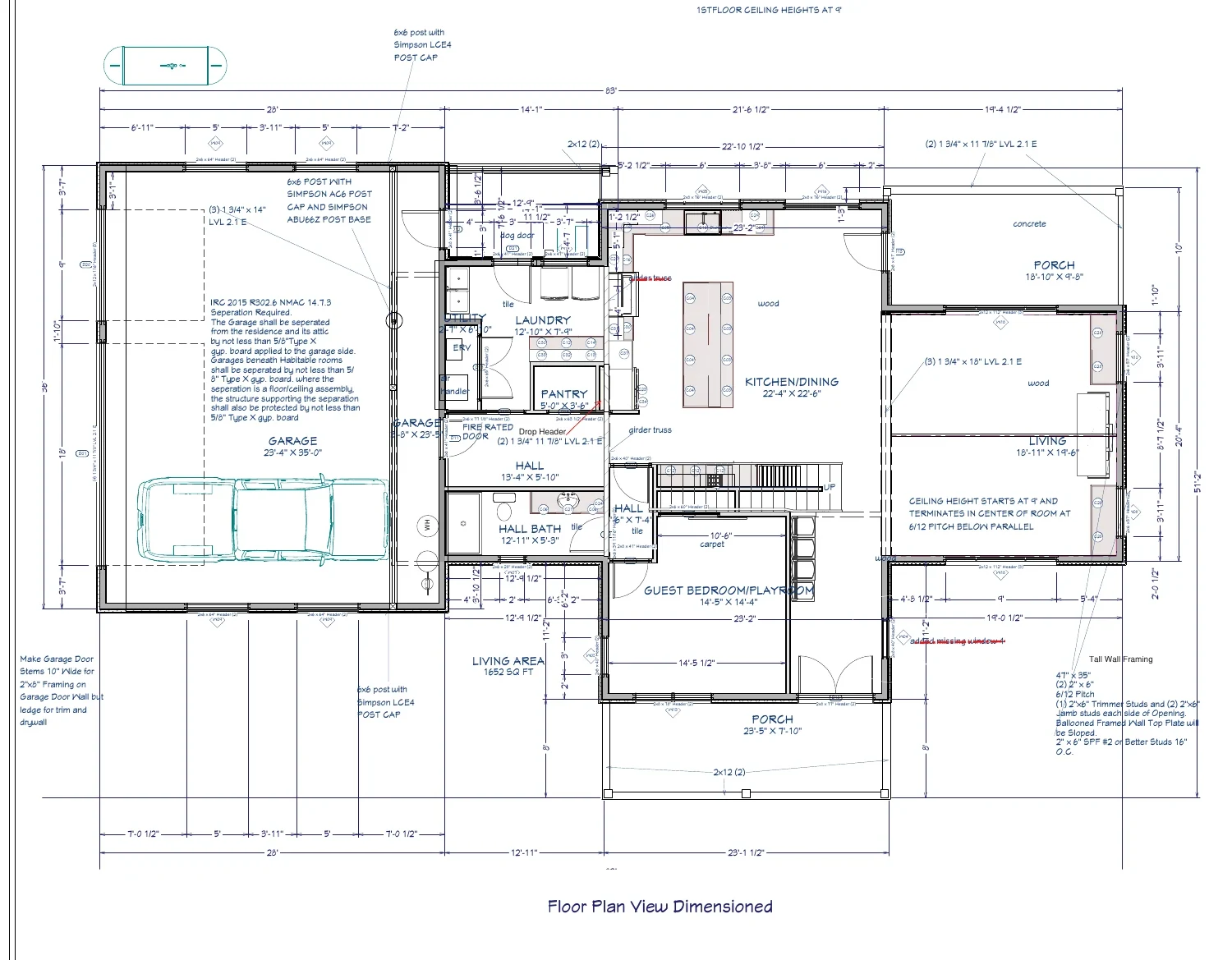 Sanitized plan excerpt for Five-Bedroom Two-Story Custom Home