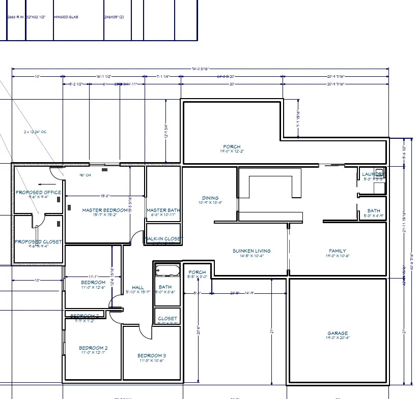 Sanitized plan excerpt for Home Office and Walk-In Closet Addition