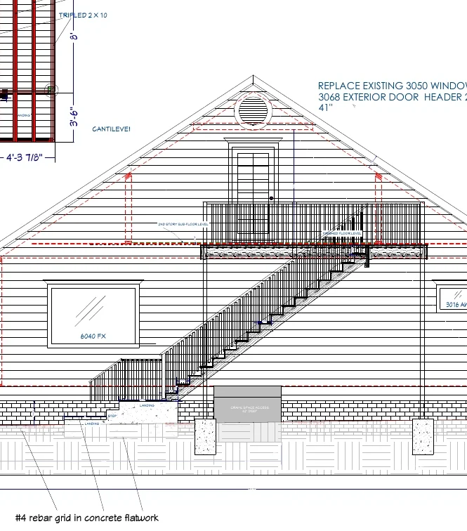 Second-Story Composite Deck and Exterior Stair drawing