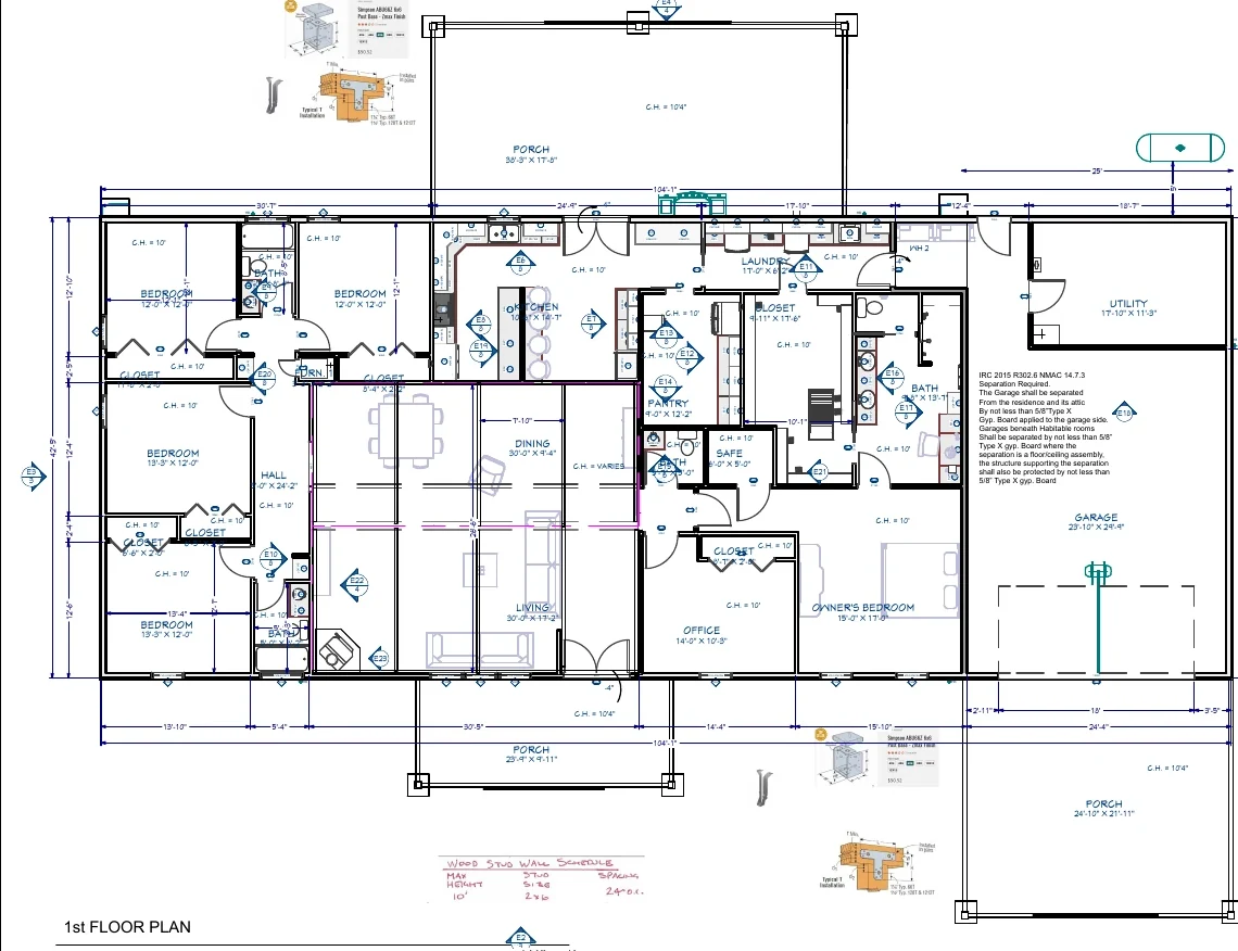 Sanitized plan excerpt for Single-Story Custom Country Residence